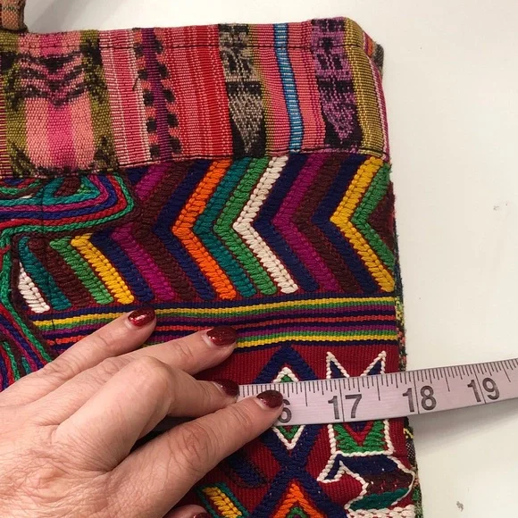 Guatemalan Colorful Geometric embroidery Tote Bag - Picture 10 of 15